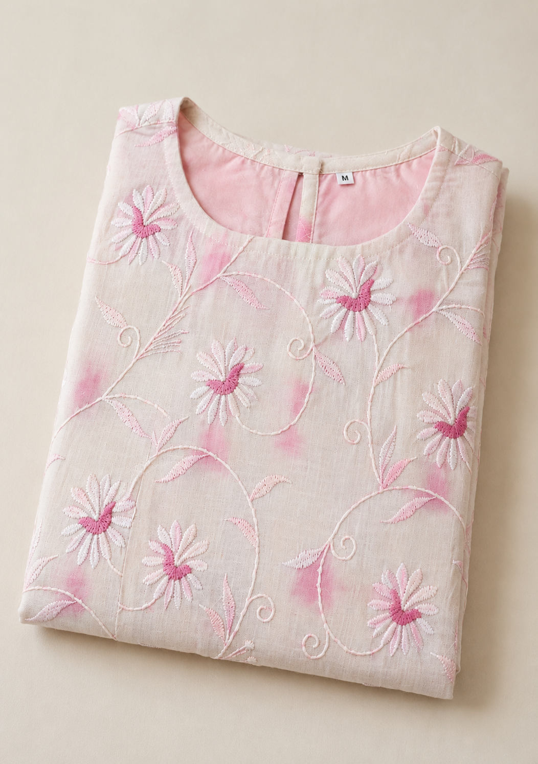 Ivory Petals Hand Embroidered Kota Doria Kurta
